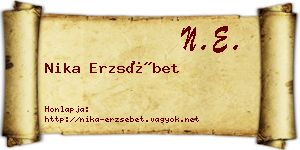 Nika Erzsébet névjegykártya
